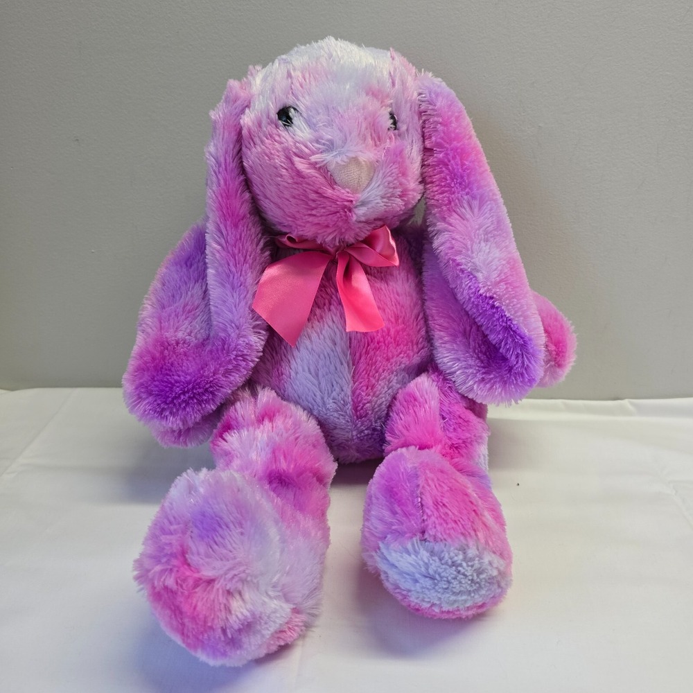 Bunny‎ Plush Stuffed Animal 17 Inch Pink Purple Tie Dye Soft Rabbit Floppy Ears